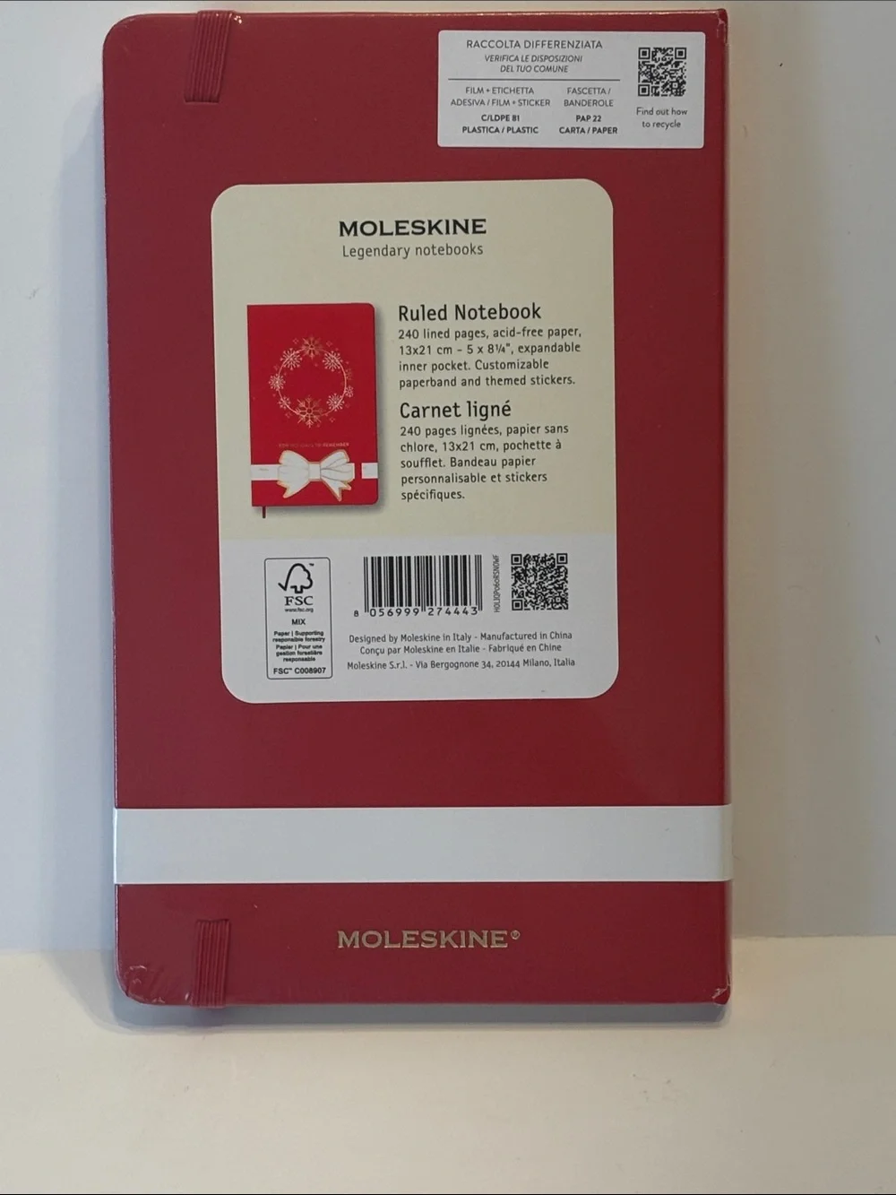 Moleskin Hard Cover Holiday Notebook in Red